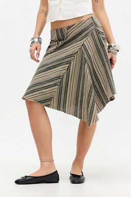 UO Suri Stripe Asymmetric Skirt
