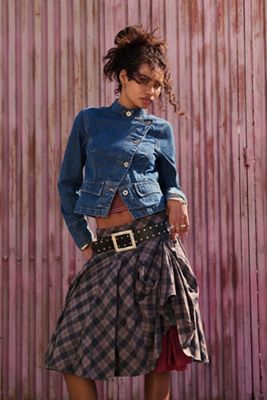 Falda Midi a Cuadros Olga con Abertura UO