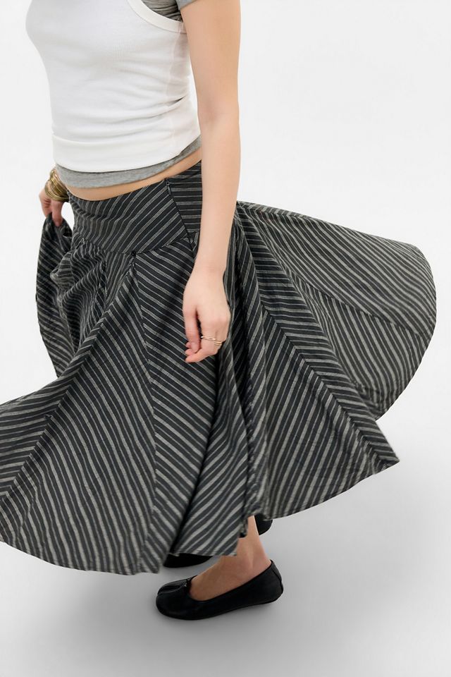 UO Olga Stripe Hitched Midi Skirt #2