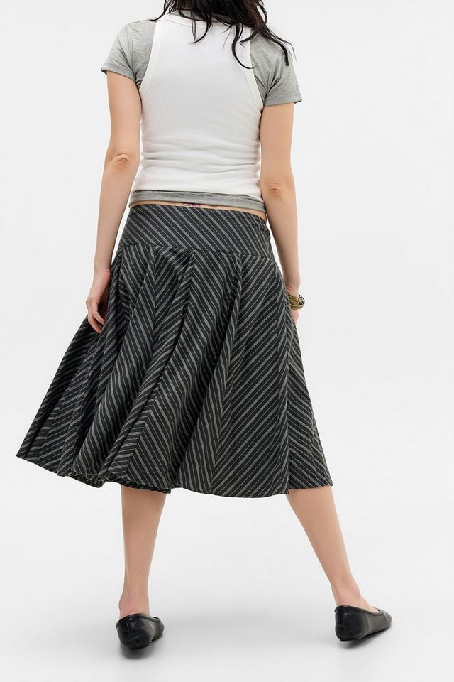 UO Olga Stripe Hitched Midi Skirt #4