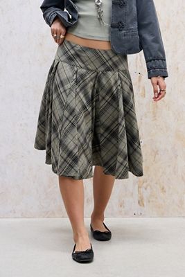 Jupe midi UO Olga en voile à carreaux