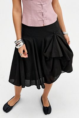 Falda Midi Fruncida Sobreteñida UO Olga