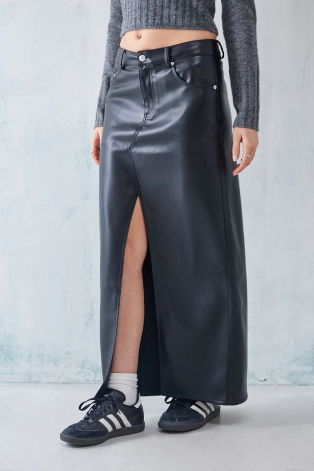 Long leather maxi outlet skirt