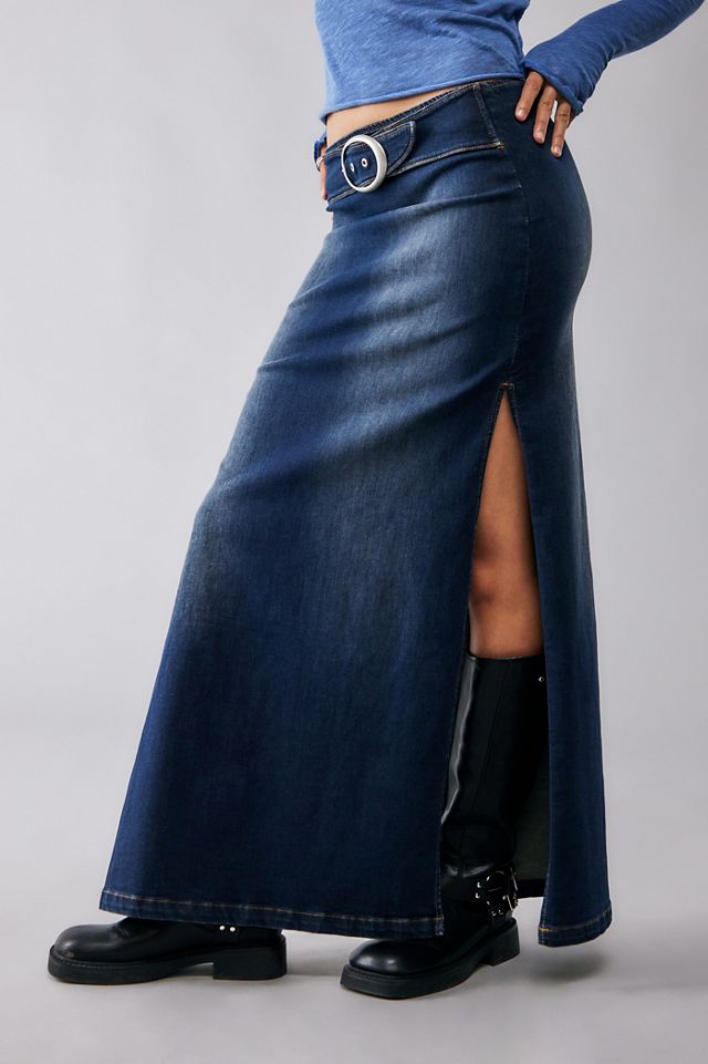 Jupe longue en denim foncé à ceinture BDG Missy #1