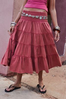 BDG Bea Shirred Midi Skirt