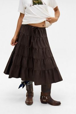 UO Bea Tie Waist Poplin Skirt