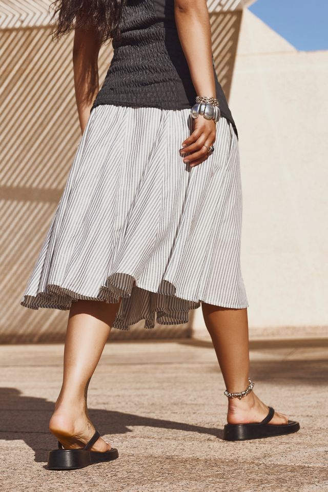 UO Olga Stripe Godet Midi Skirt #3