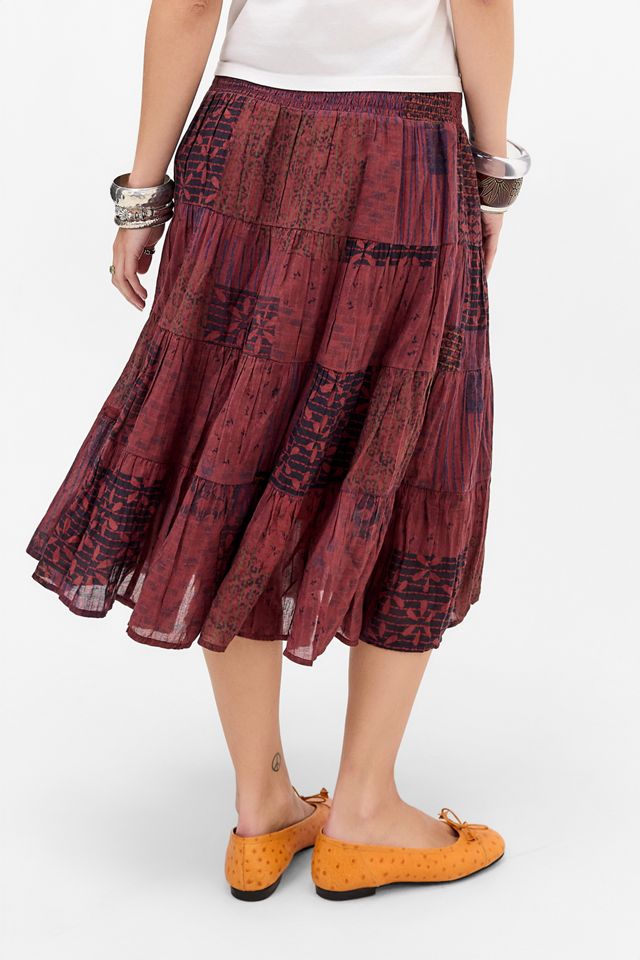 Falda Midi Bea Kantha Sobreteñida Kimchi Blue #3