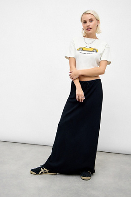 UO Lex Linen Maxi Skirt - Black XL at Urban Outfitters