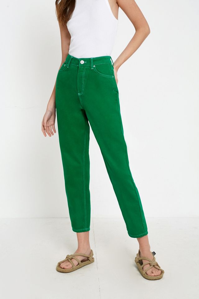 BDG - Jean mom vert à coutures contrastantes #1