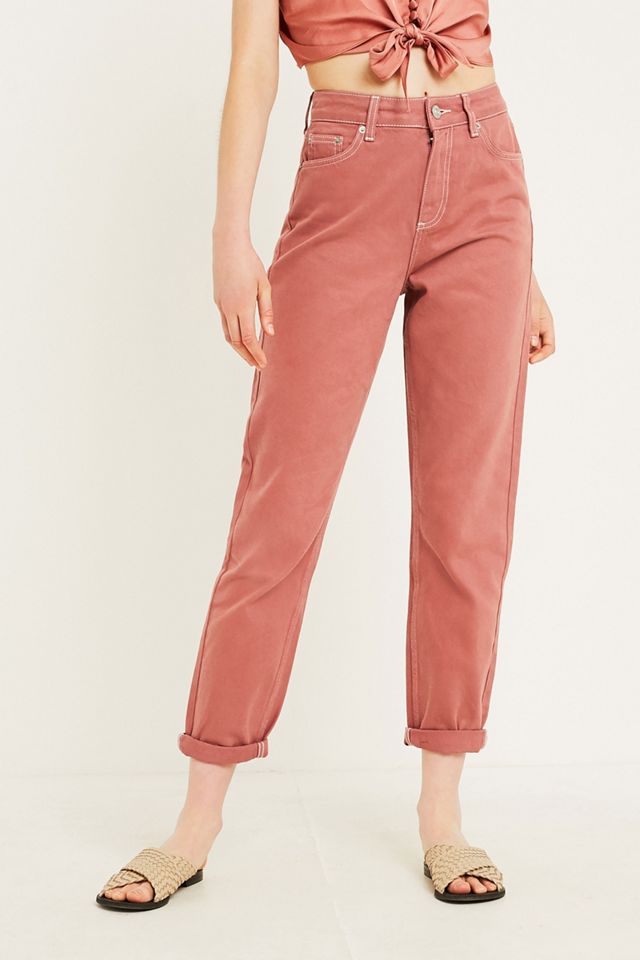 BDG Mom Contrast Stitch Pink Jeans #1