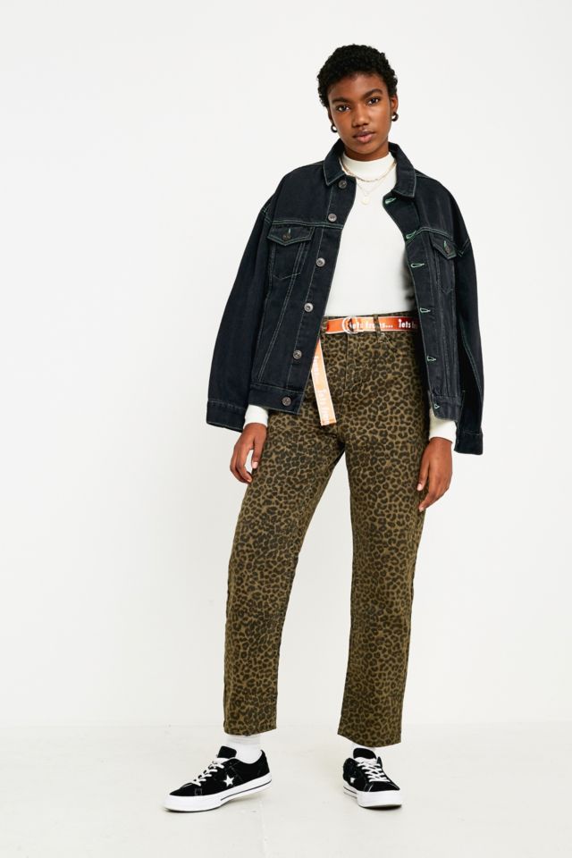 BDG Pax Khaki Leopard Print Straight Leg Jeans