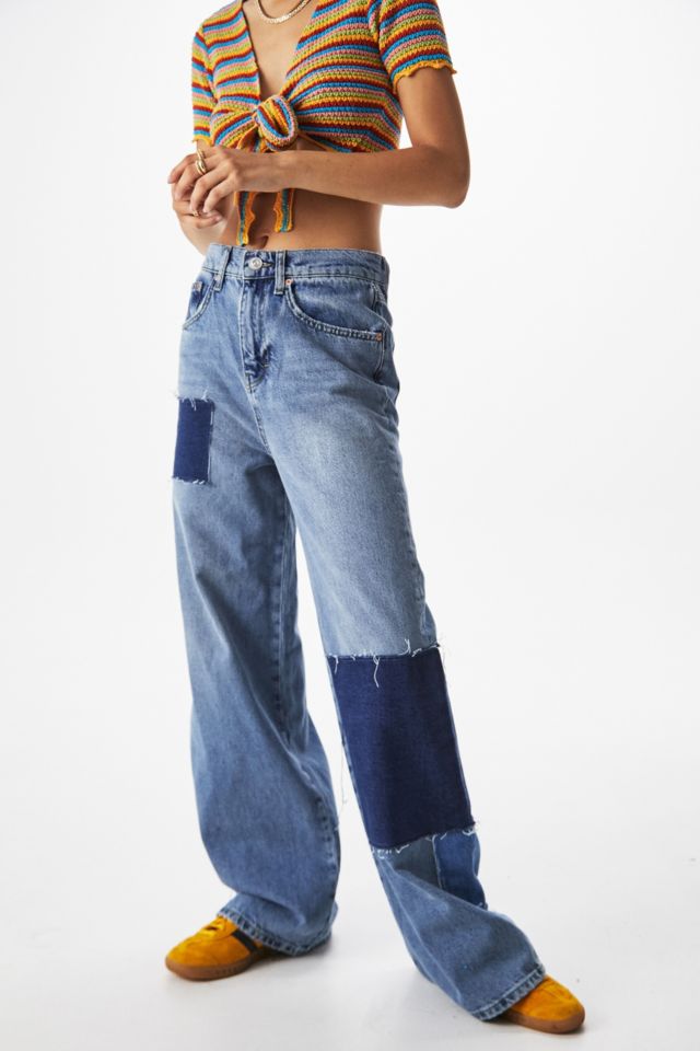 BDG Patchwork Wide-Leg Puddle Jeans | Urban Outfitters UK