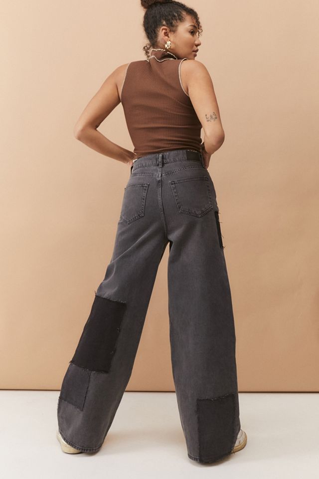 BDG Washed Black Patchwork Wide-Leg Puddle Jeans #3