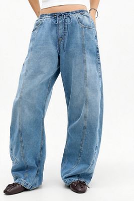 Jeans Barrel à taille basse avec nœud sur le devant BDG Curve
