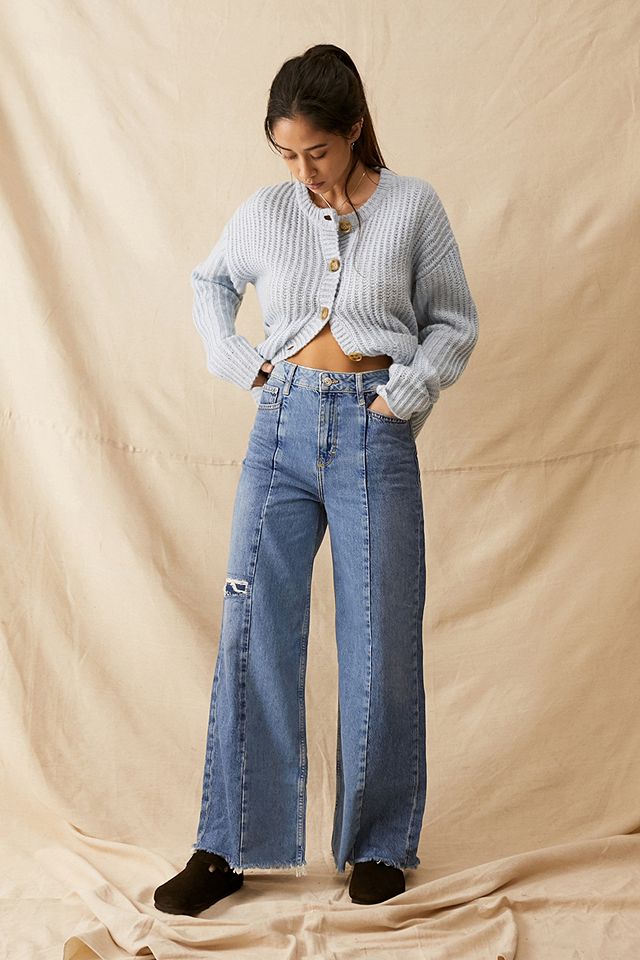 BDG Ripped Panel Wide-Leg Puddle Jeans | Urban Outfitters UK