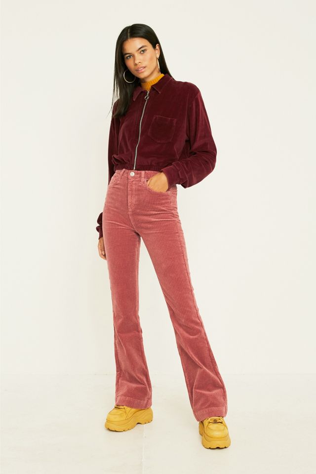 BDG Urban Outfitters Burgundy Corduroy Flare Womens Pants