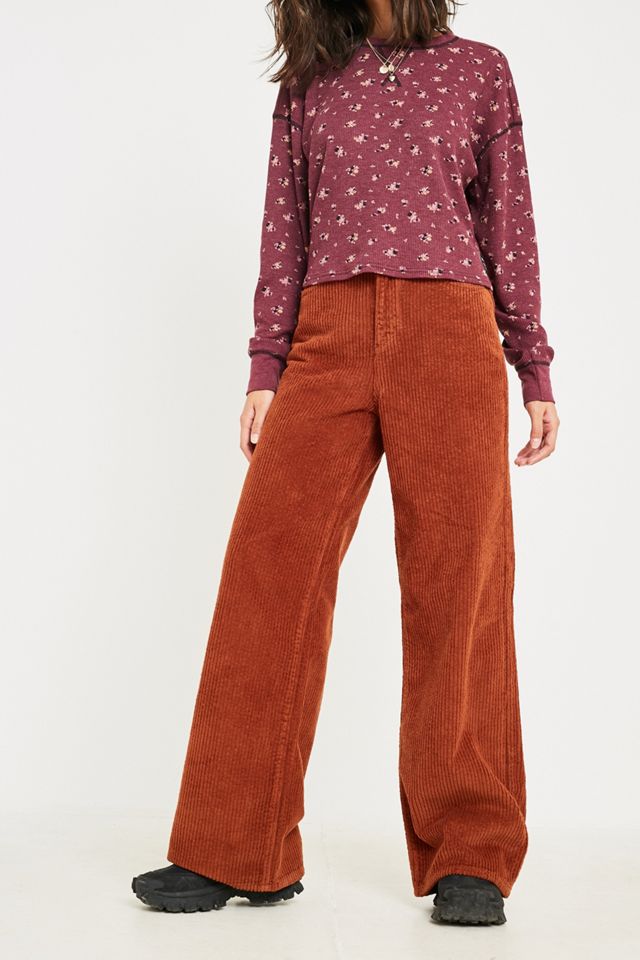 BDG Chestnut Corduroy Puddle Trousers #1