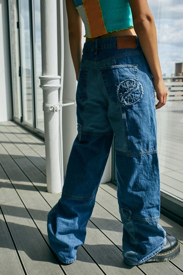 BDG Peace Patchwork Wide-Leg Puddle Jeans #3