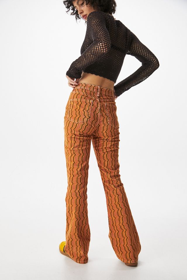 BDG Orange 70s Stripe Print Corduroy Flare Jeans #2