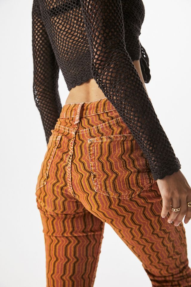 BDG Orange 70s Stripe Print Corduroy Flare Jeans #3