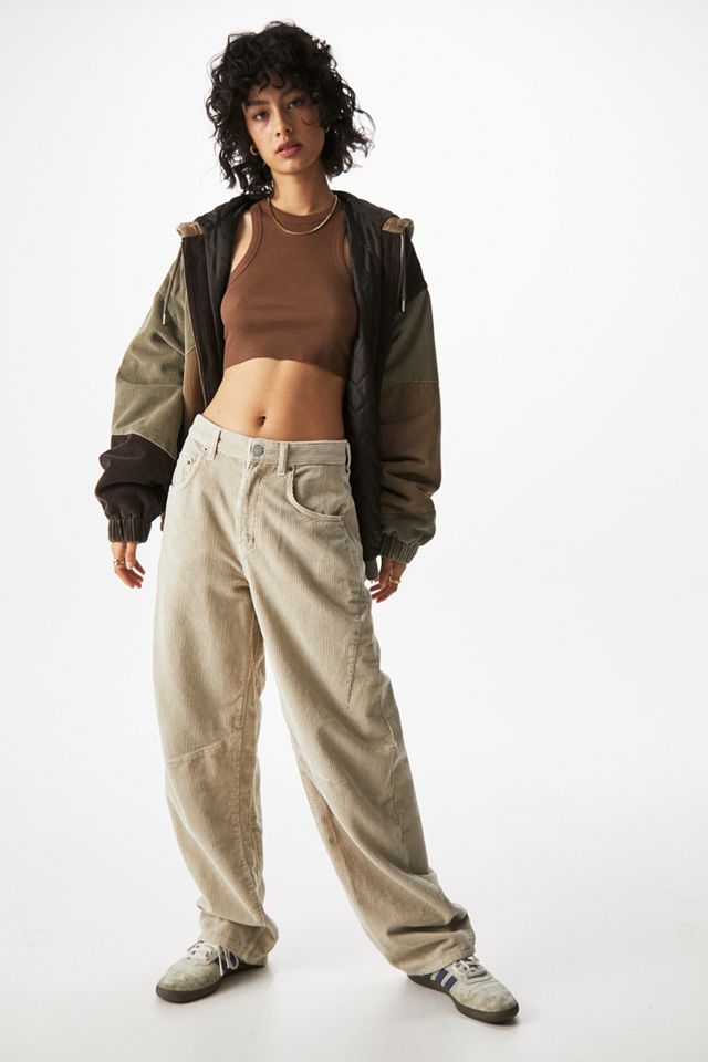 Jeans de Pana BDG Logan Color Crema con Cintura Fruncida #1