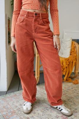 high waisted orange corduroy pants