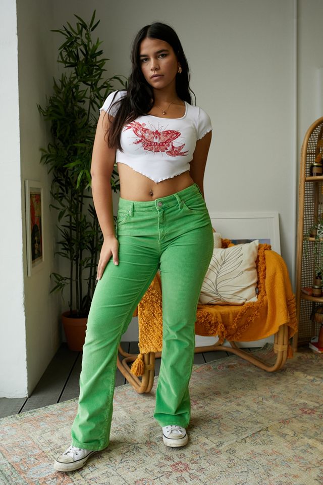 BDG Green Corduroy Flare Jeans #1