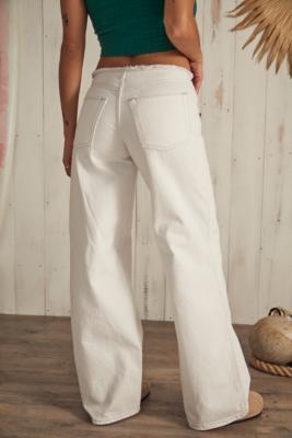 BDG White Low Rise Raw-Cut Puddle Jeans - White 32W 32L at Urban Outfitters