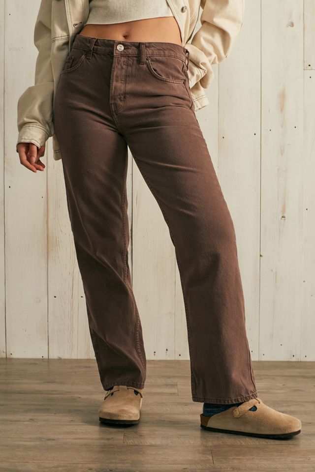 Chocolate High Waist Straight Leg Jeans