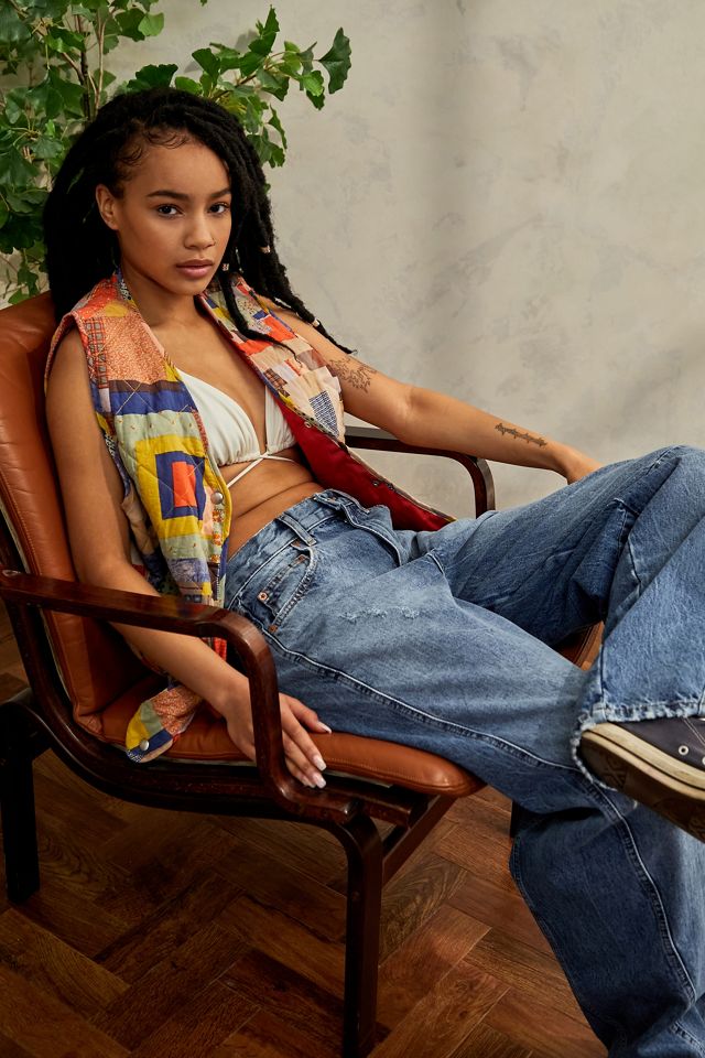 BDG Mid-Wash Engineered Cinch Back Logan Boyfriend Jeans #4