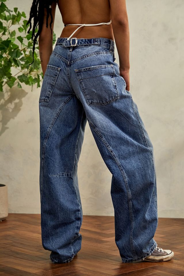 BDG Mid-Wash Engineered Cinch Back Logan Boyfriend Jeans #5