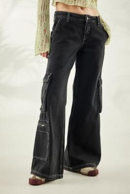 BDG Black Low-Rise Cargo Jeans - Black 28W 32L at Urban Outfitters