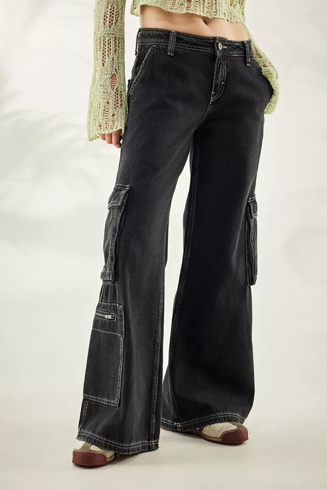 Black Low-Rise Cargo Jeans, BDG