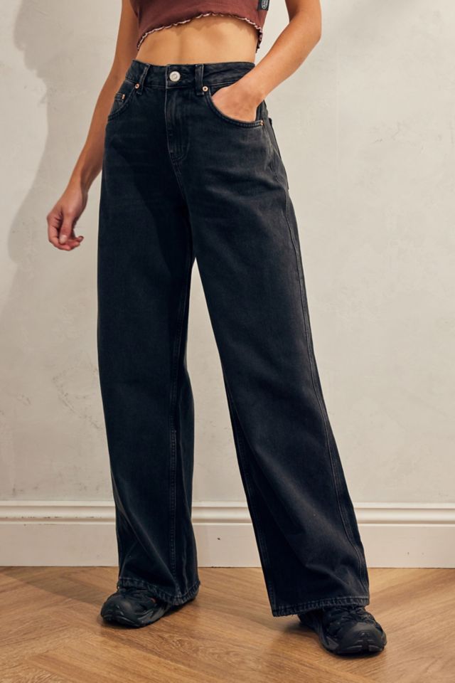 BDG Washed Black Wide-Leg Puddle Jeans