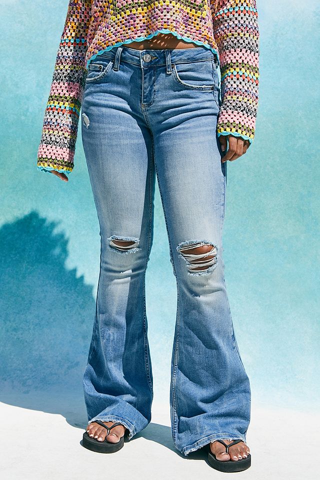 urbanoutfitters.com | BDG Distressed Mid-Wash 90s Low-Rise Flare Jeans