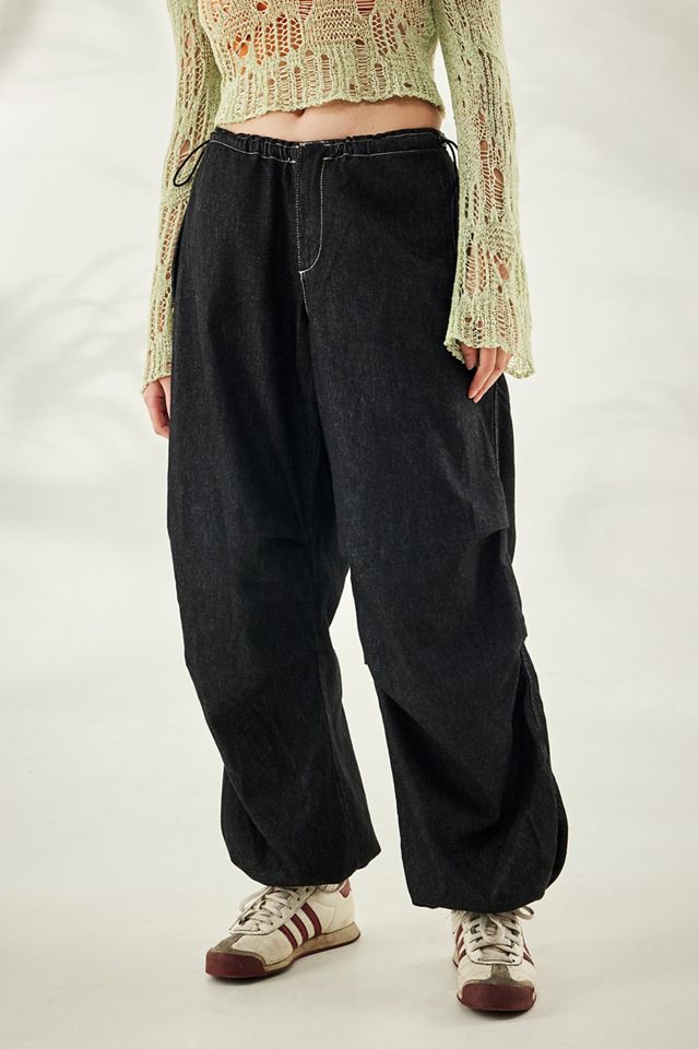 BDG Black Rinse Denim Baggy Tech Pants