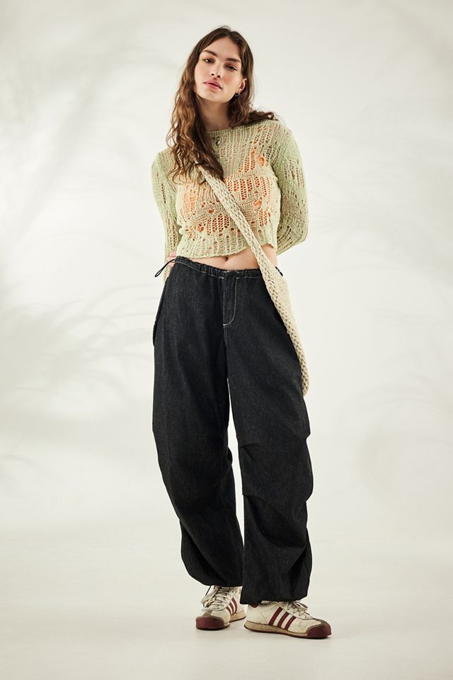 BDG Black Rinse Denim Baggy Tech Pants #2