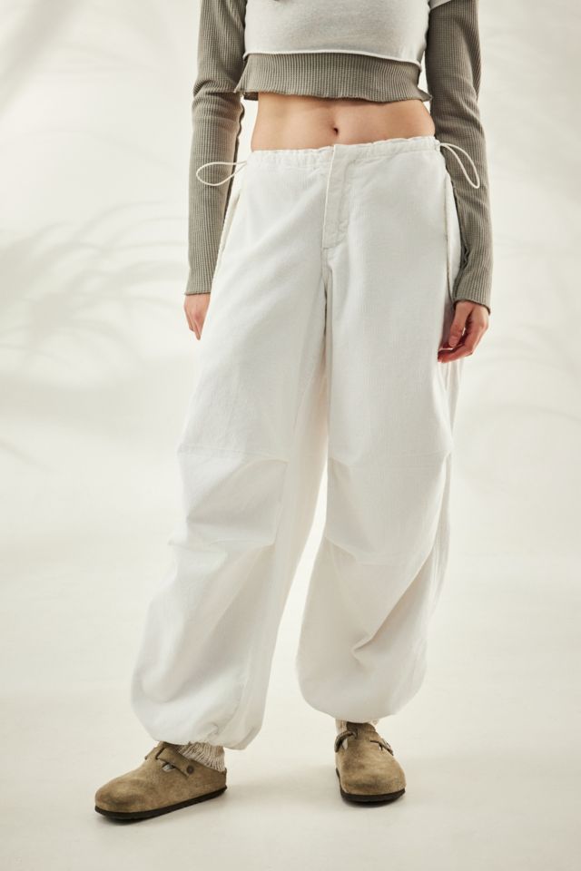 BDG White Corduroy Baggy Tech Pants | Urban Outfitters UK