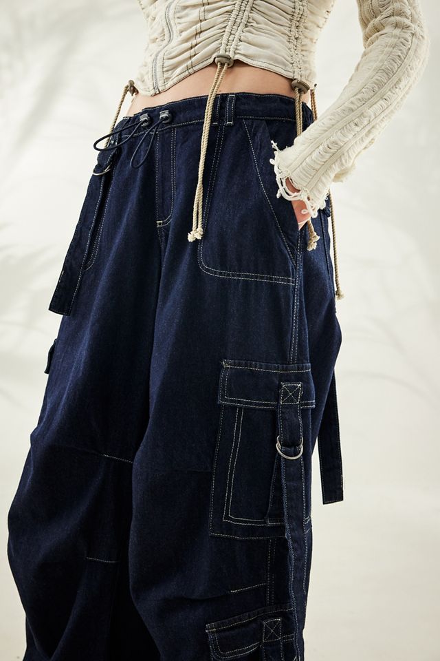 BDG Denim Strappy Baggy Cargo Pants