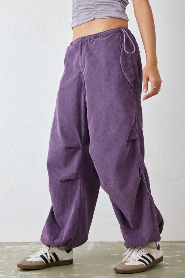 Baggy Dad Corduroy Women's Pants - Purple