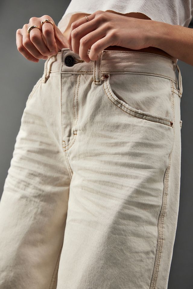 BDG Mid-Rise Ecru Wide-Leg Puddle Jeans  #1