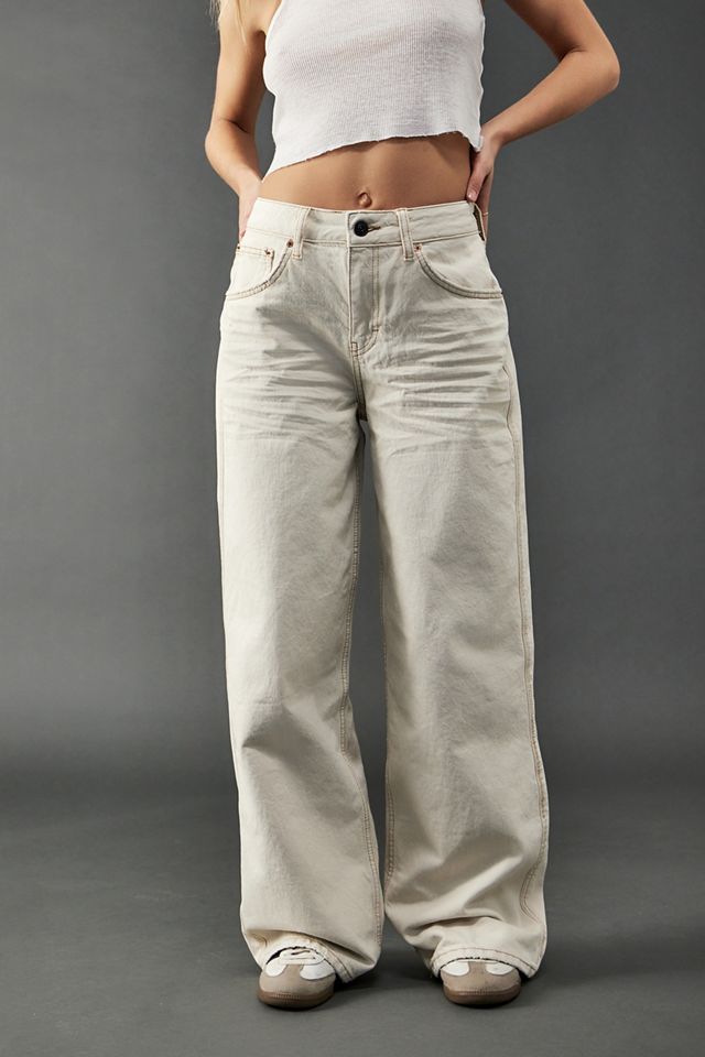 BDG Mid-Rise Ecru Wide-Leg Puddle Jeans  #3