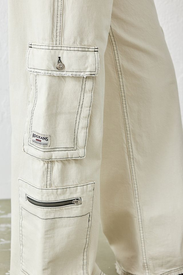 BDG Low Rise Cargo Off White Jeans   #2