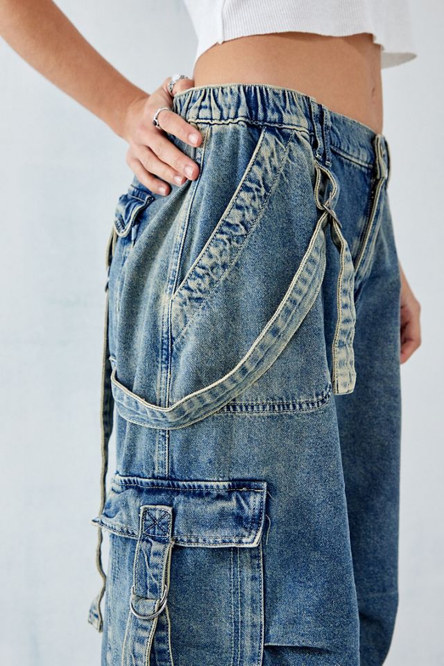 BDG – Baggy Cargo-Hose aus gebleichtem Jeansstoff mit Riemchen #3