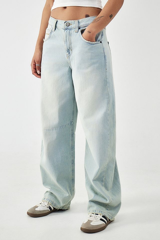 BDG Summer Bleached Logan Cinch Back Boyfriend Jeans | Urban Outfitters UK