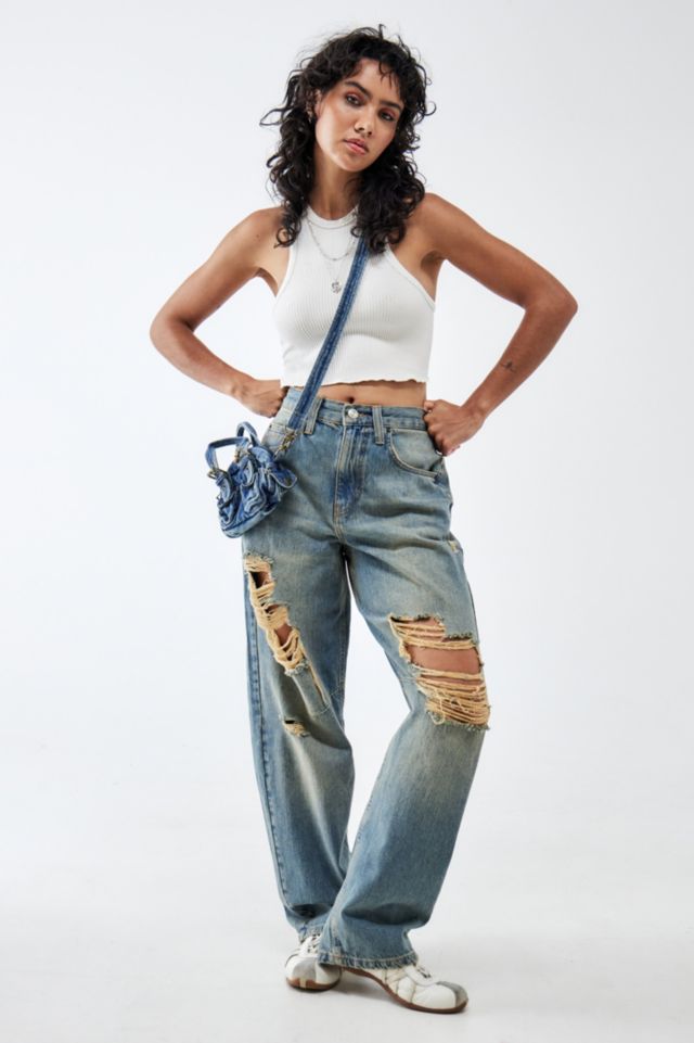 BDG Tinted Ripped Logan Cinch Back Boyfriend Jeans