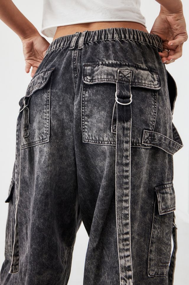 BDG Black Strappy Baggy Cargo Pants  #1