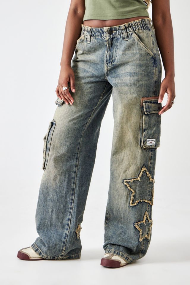 BDG Cyber Stone Tinted Star Applique Y2K Cargo Jeans | Urban Outfitters UK