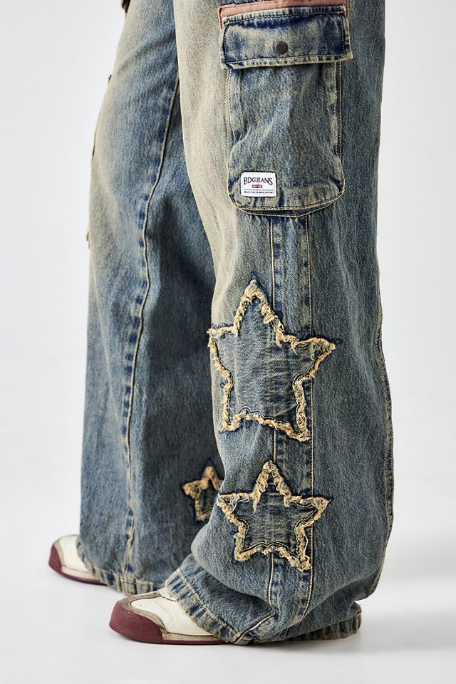 BDG Cyber Stone Tinted Star Applique Y2K Cargo Jeans